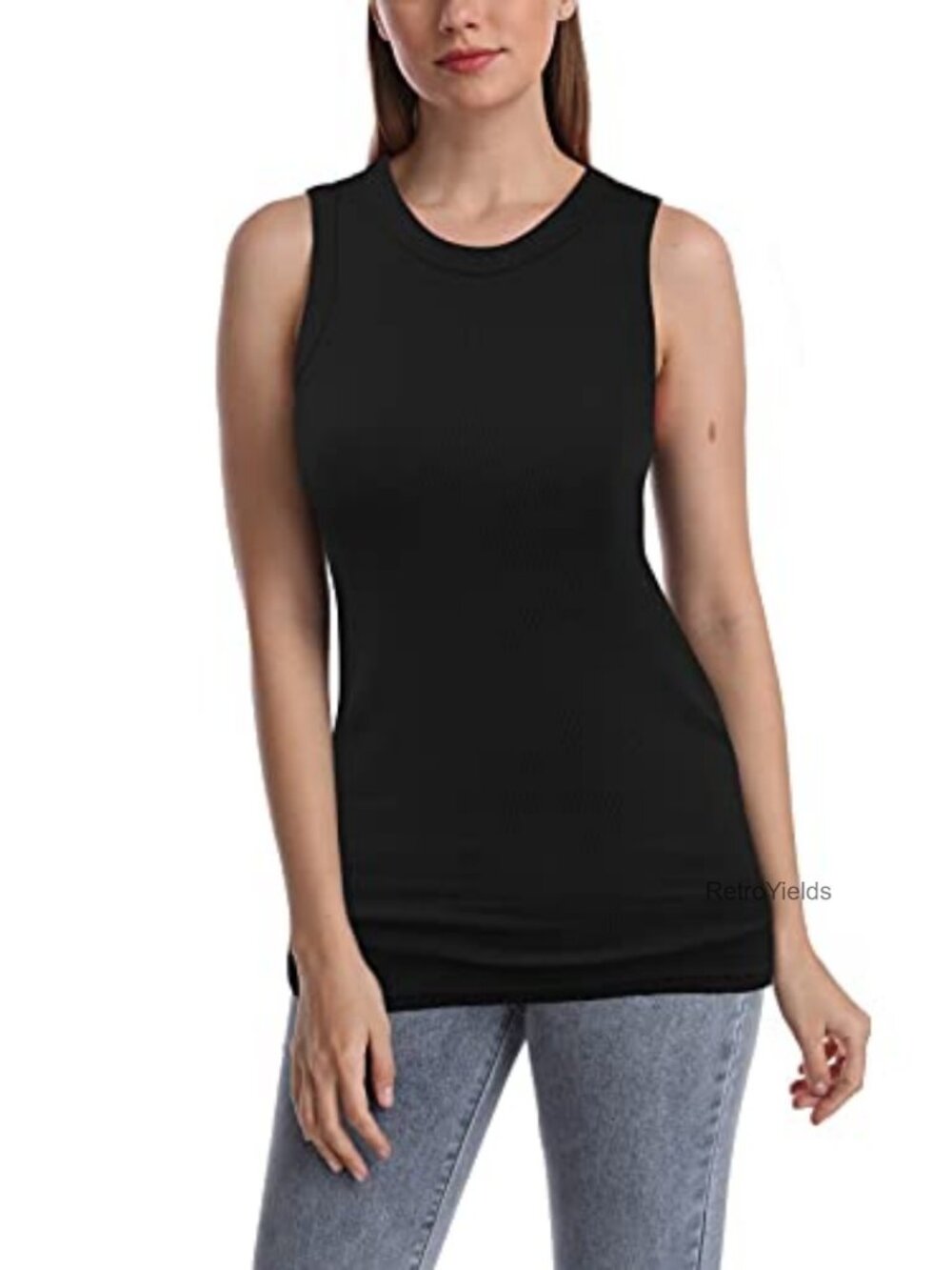 Women's Ribbed Tank Top Sleeveless Cami Stretch Casual Summer Layering